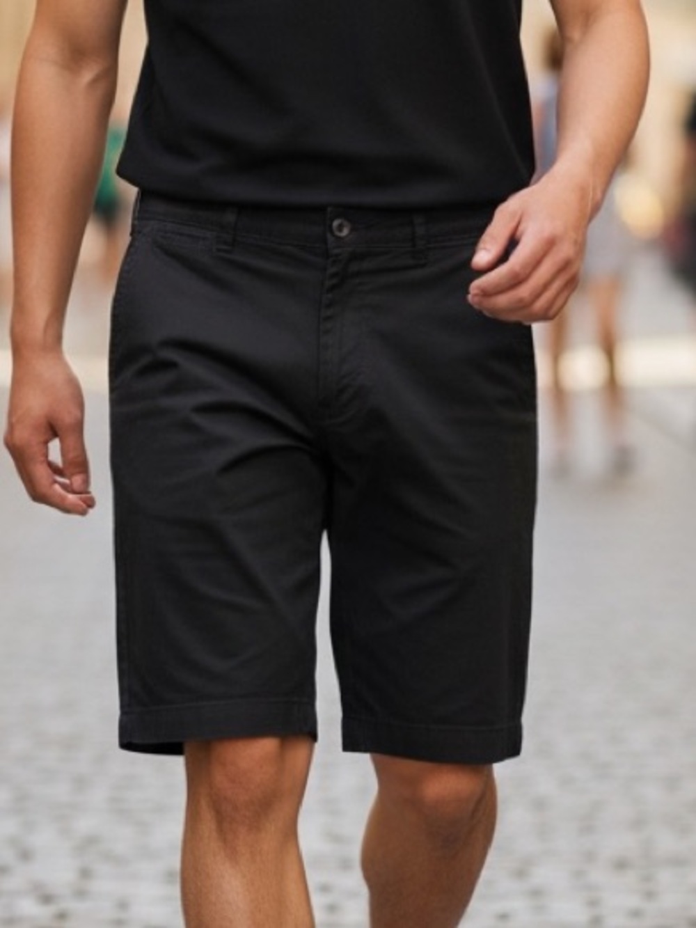 Claiborne Men’s Chino Black Linen Blend Classic Flat Panel Shorts SZ 32 EUC